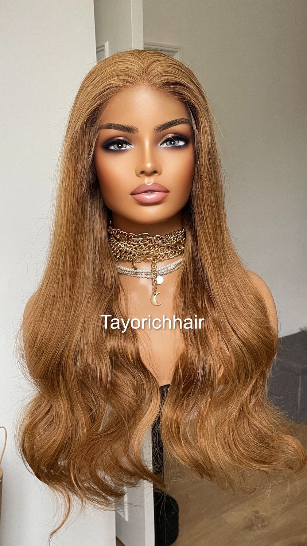 Golden Auburn Human Hair Wig/ Free Part Wig With HD 13x4 Lace/ 180% Density 24 Inches Wavy Real Hair Wig For Women Daily Wear Wigs By Tayorichhair