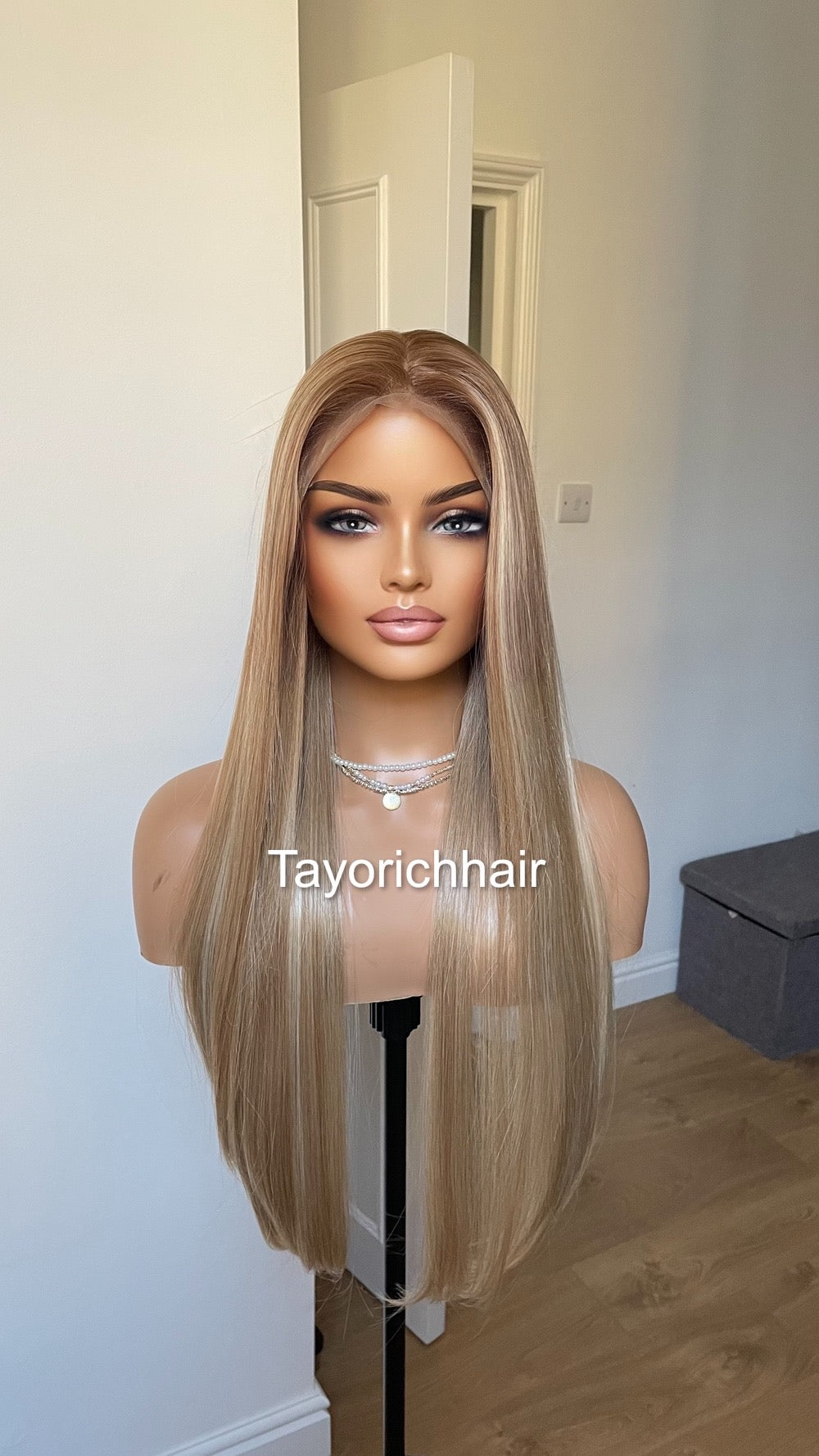 13x6 Mixed Honey Blonde Straight Hair Synthetic Lace Front Wig For Women