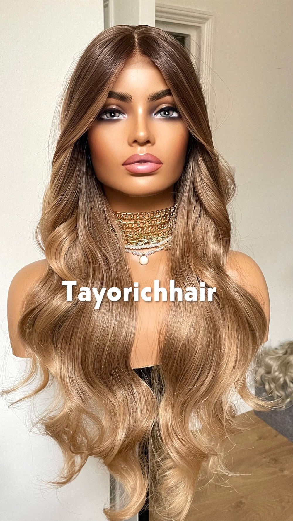 Honey Caramel Blonde Mix Synthetic Lace Frontal Wig