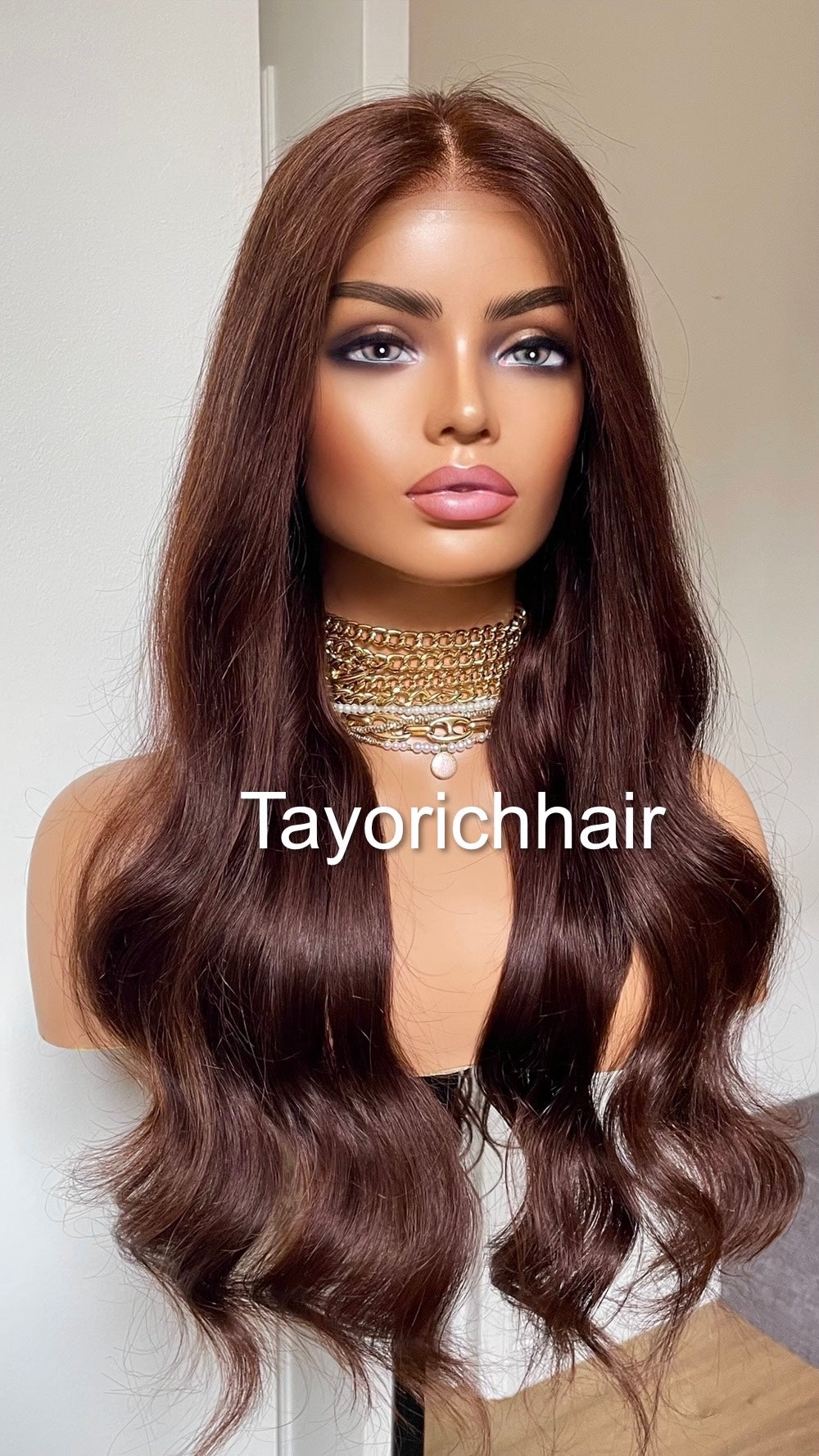 Dark Brown Human Hair Lace Frontal Wig-13x4 HD Lace Wig-Natural Looking Wig For Small Head Sizes-Tayorichhair Wigs