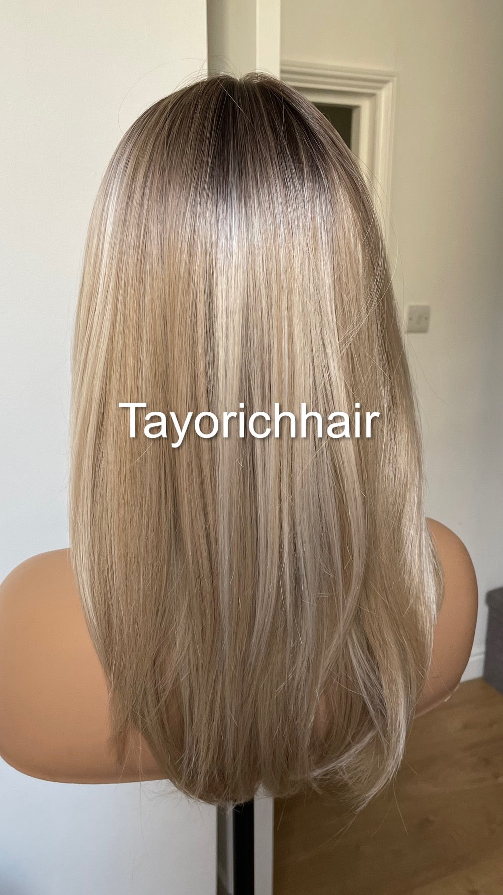 Mixed Blonde Short Hair Wig With Dark Roots/ 12 Inches Mixed Blonde Lace Frontal Wig With Middle Part/ 13 By 6 Wide Lace wig By Tayorichhair