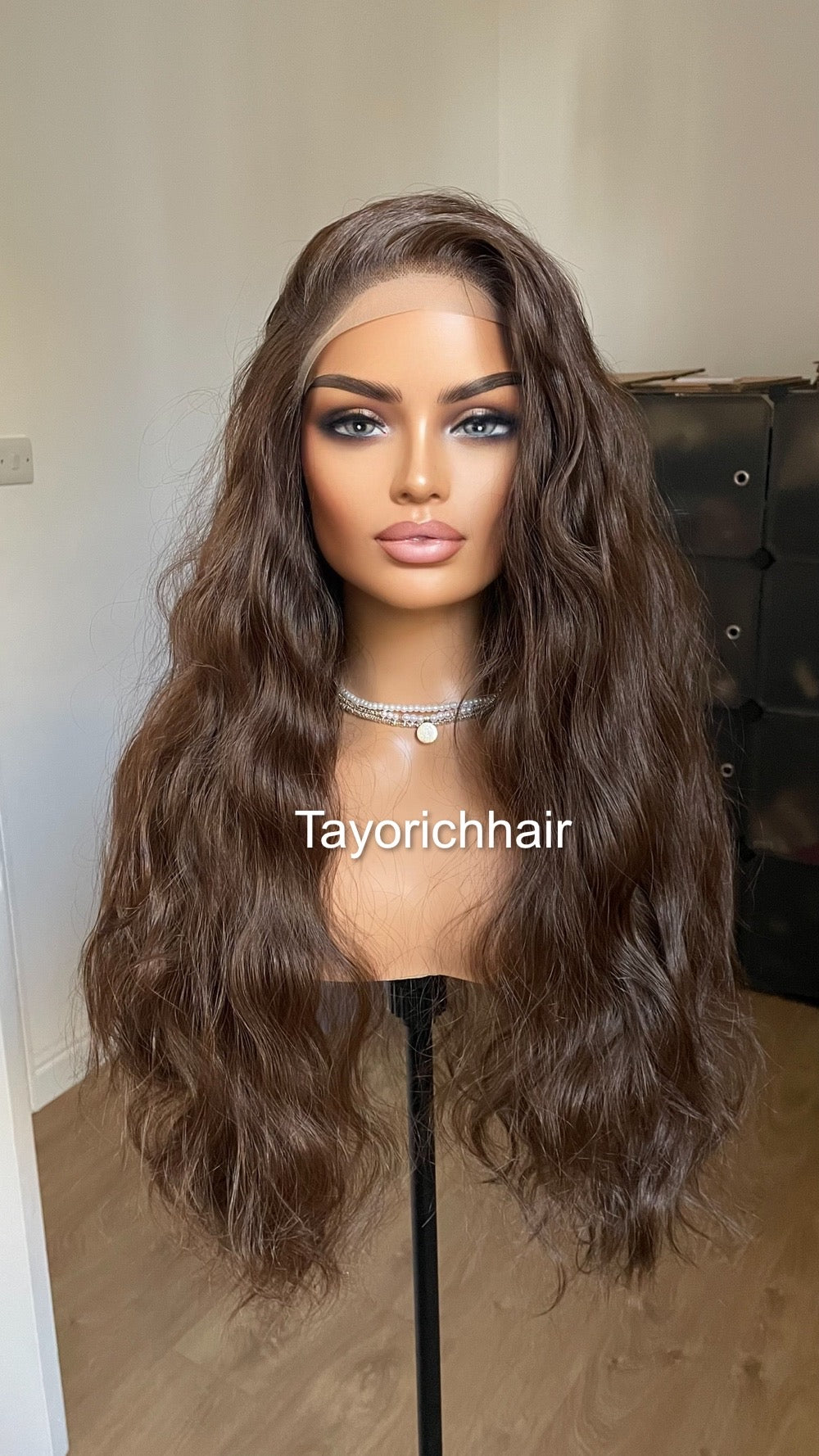 Dark Brunette Brown Lace Front Wavy Wigs For Women Natural Looking 13x3 Lace Front Wig With A Realistic Hair Line Heat Friendly Synthetic
