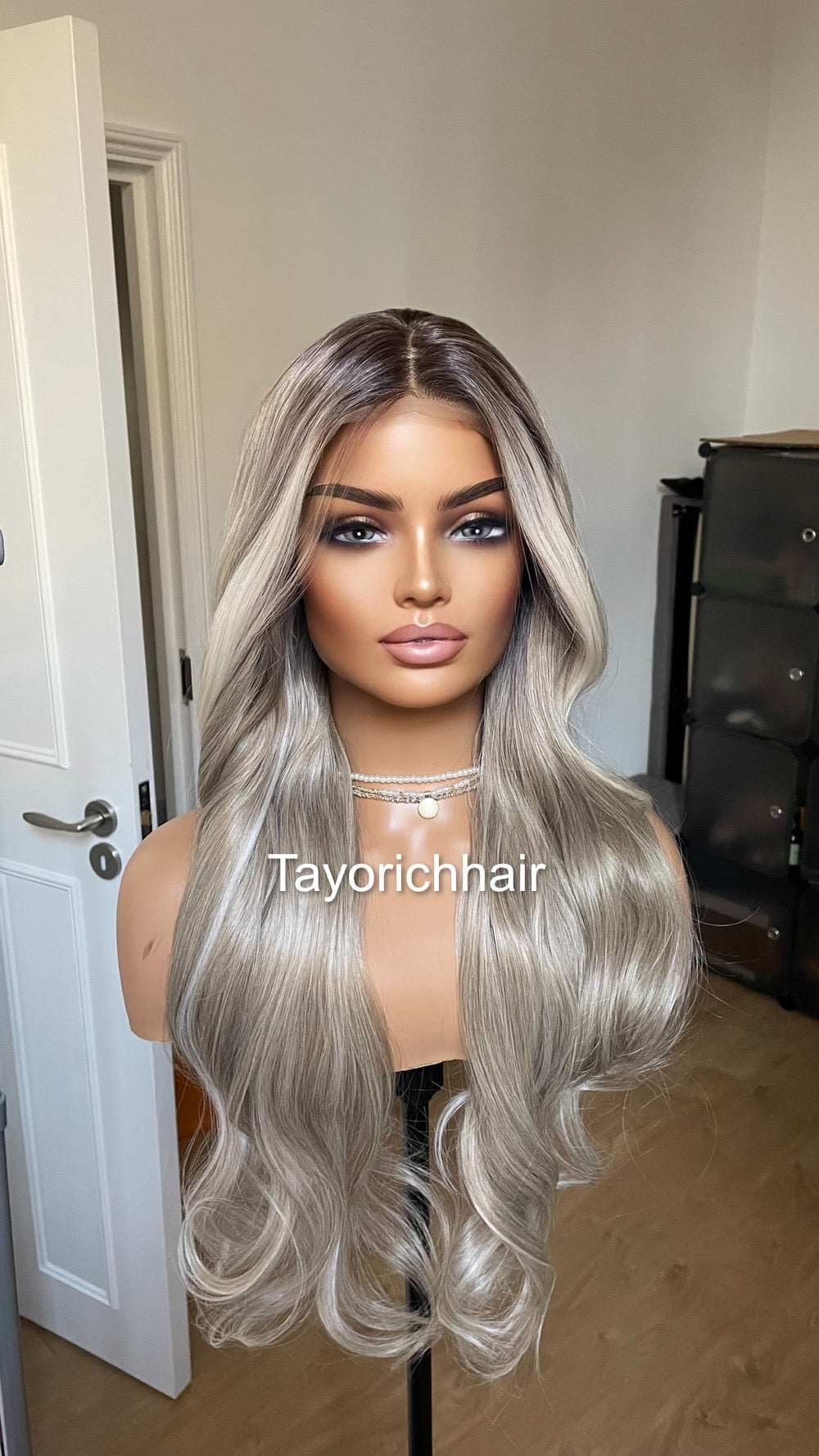 Dark Ash Blonde Synthetic Lace Front Wig With Money Piece/ Realistic Heat Resistant Wig/ Natural Looking Wigs For Women/ Tayorichhair Wigs