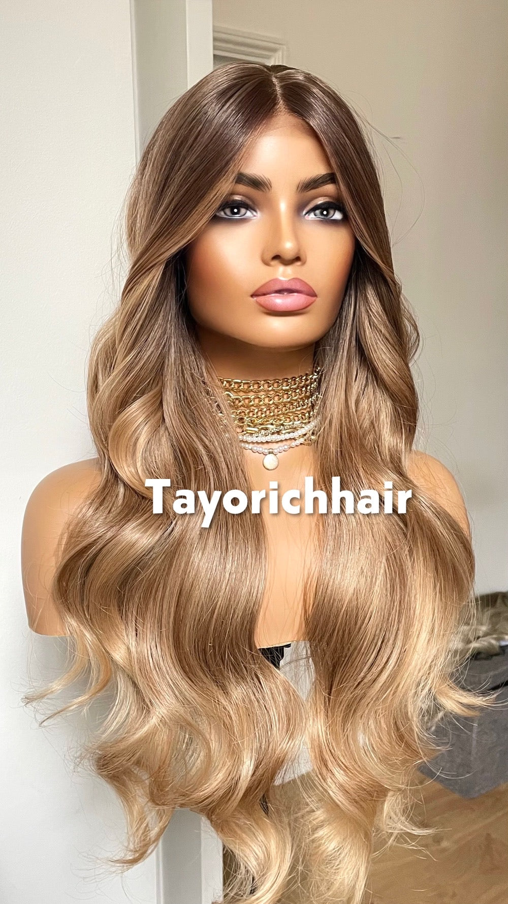 Honey Caramel Blonde Mix Synthetic Lace Frontal Wig