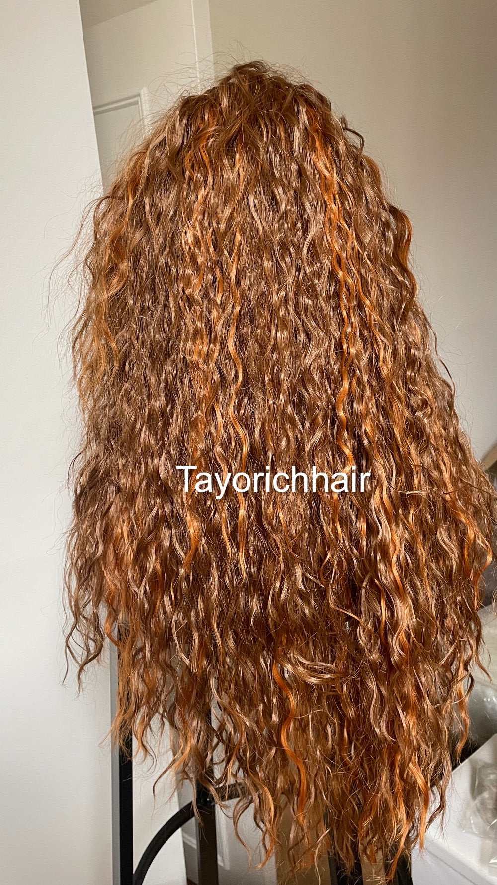 Auburn Red Curly Lace Front Wig With Red Ginger Highlights / Free Part Curly Light Weight Big Hair Wig/ Loose Curly Auburn Reddish Brown Wig