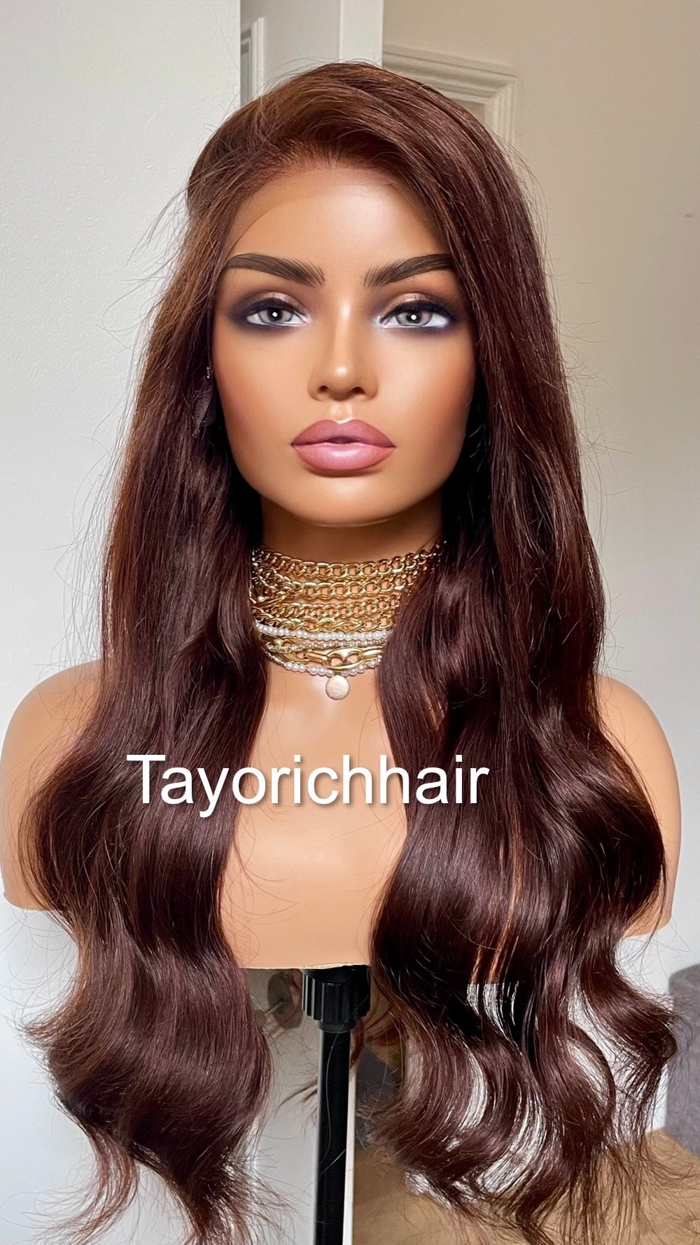 Dark Brown Human Hair Lace Frontal Wig-13x4 HD Lace Wig-Natural Looking Wig For Small Head Sizes-Tayorichhair Wigs