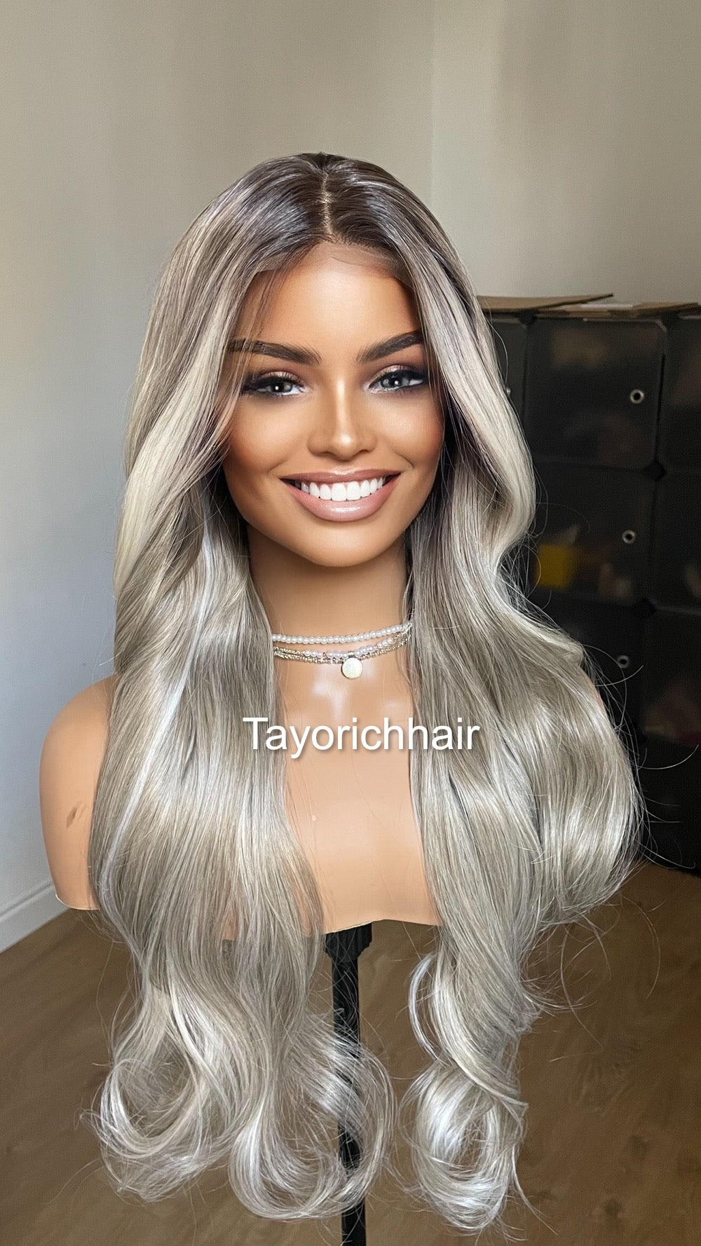 Dark Ash Blonde Synthetic Lace Front Wig With Money Piece/ Realistic Heat Resistant Wig/ Natural Looking Wigs For Women/ Tayorichhair Wigs
