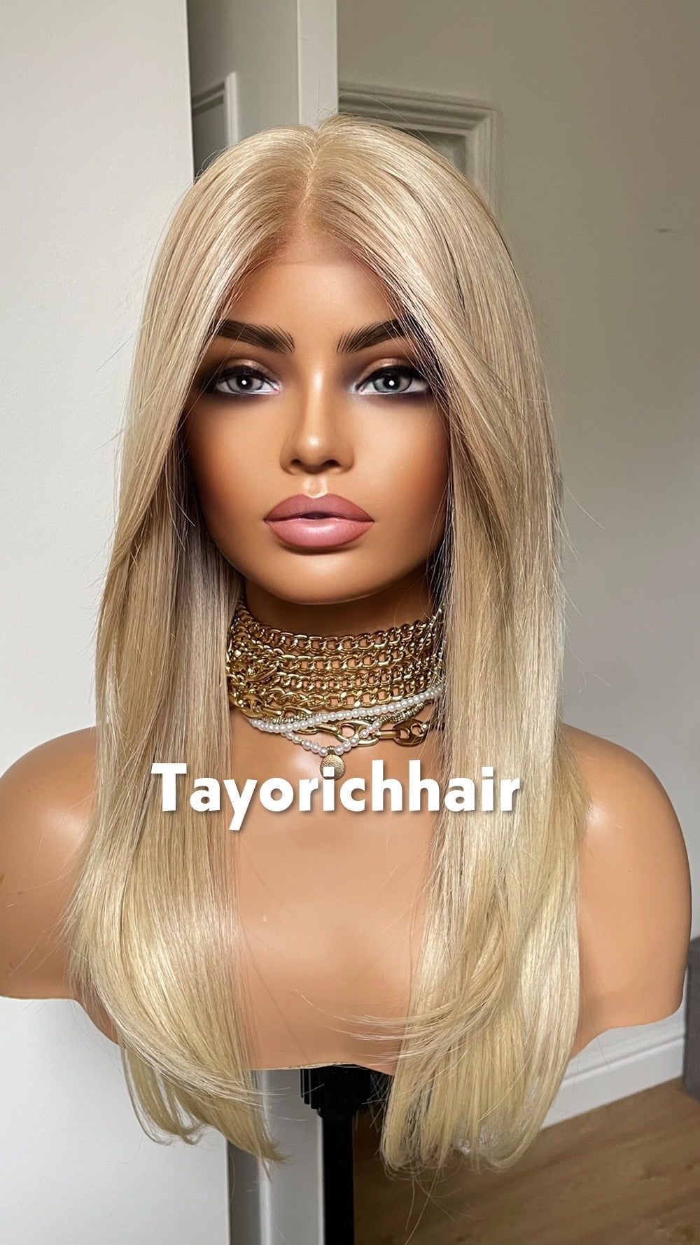 Light Blonde Lace Frontal Wig: Heat-Safe Synthetic Hair, Curtain Bangs