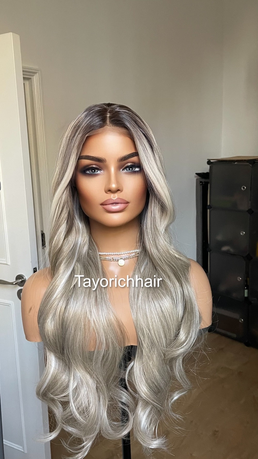Dark Ash Blonde Synthetic Lace Front Wig With Money Piece/ Realistic Heat Resistant Wig/ Natural Looking Wigs For Women/ Tayorichhair Wigs