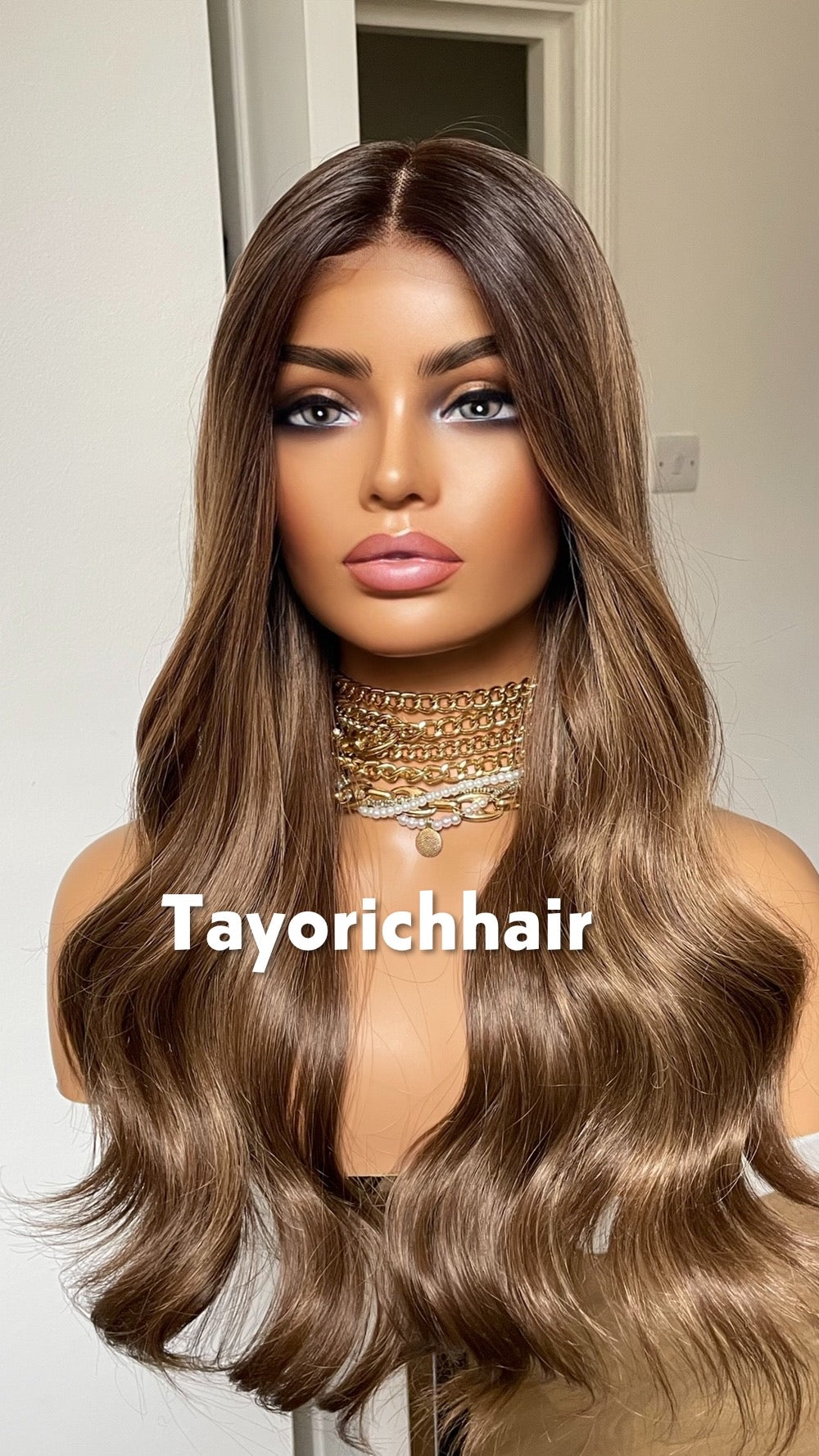 Bronde Wavy Hair Lace Frontal Wig; Heat Friendly Synthetic Wig; 13 By 6 Swiss Lace.