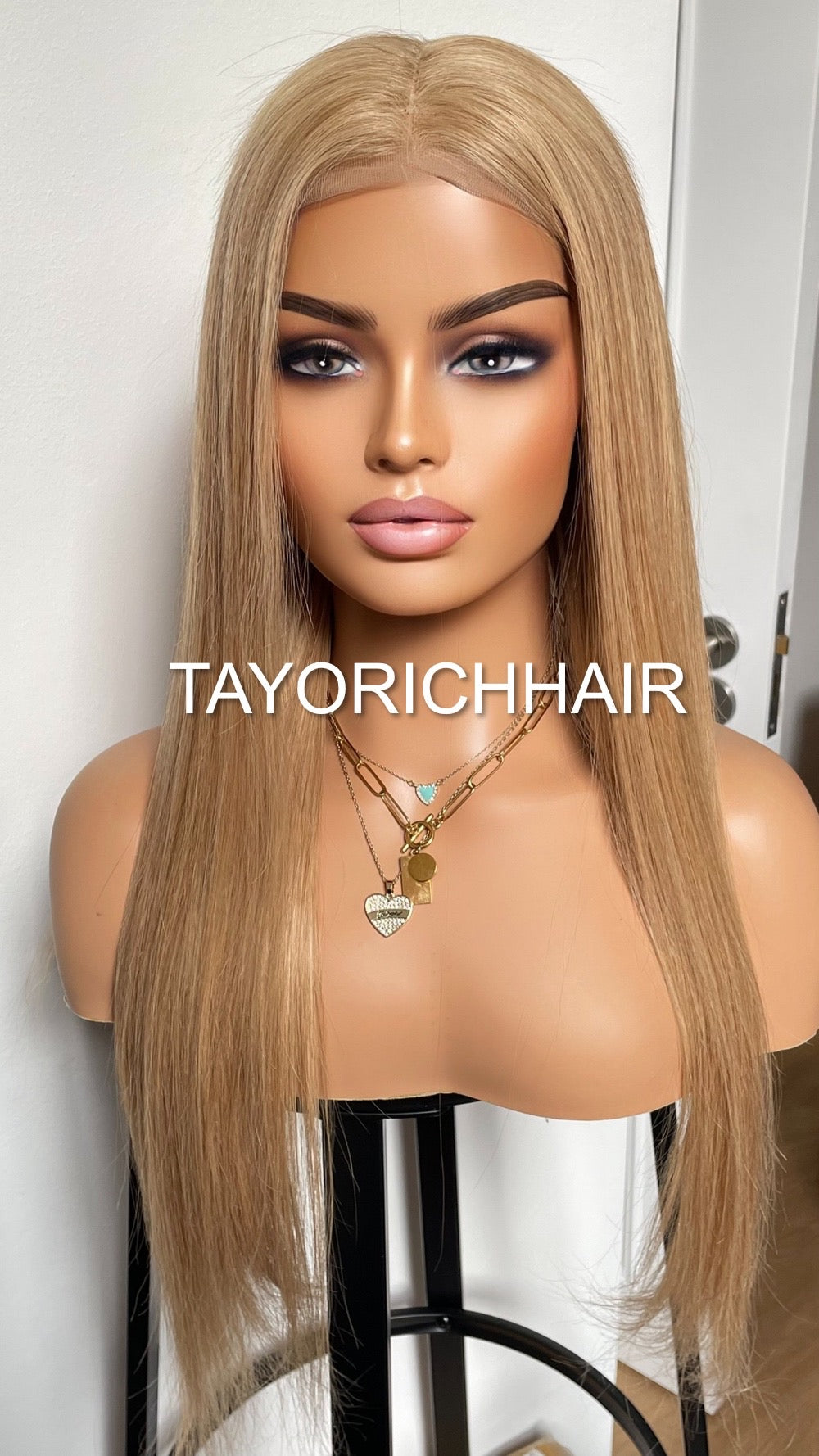 Warm Blonde Long Straight Real Hair Lace Front Wig 24 Inches/13x6 Swiss Lace/Low Density Blonde Real Hair Wig For Women