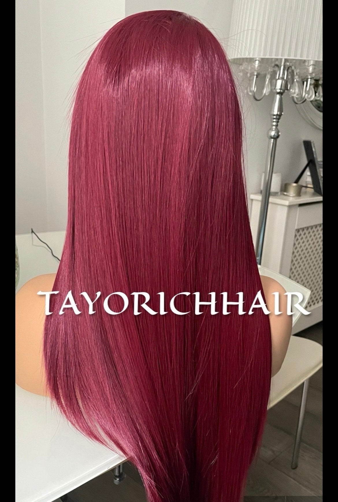 Burgundy 24 Inches Straight Hair Synthetic Wig 13x6 Wide lace By Tayorichhair