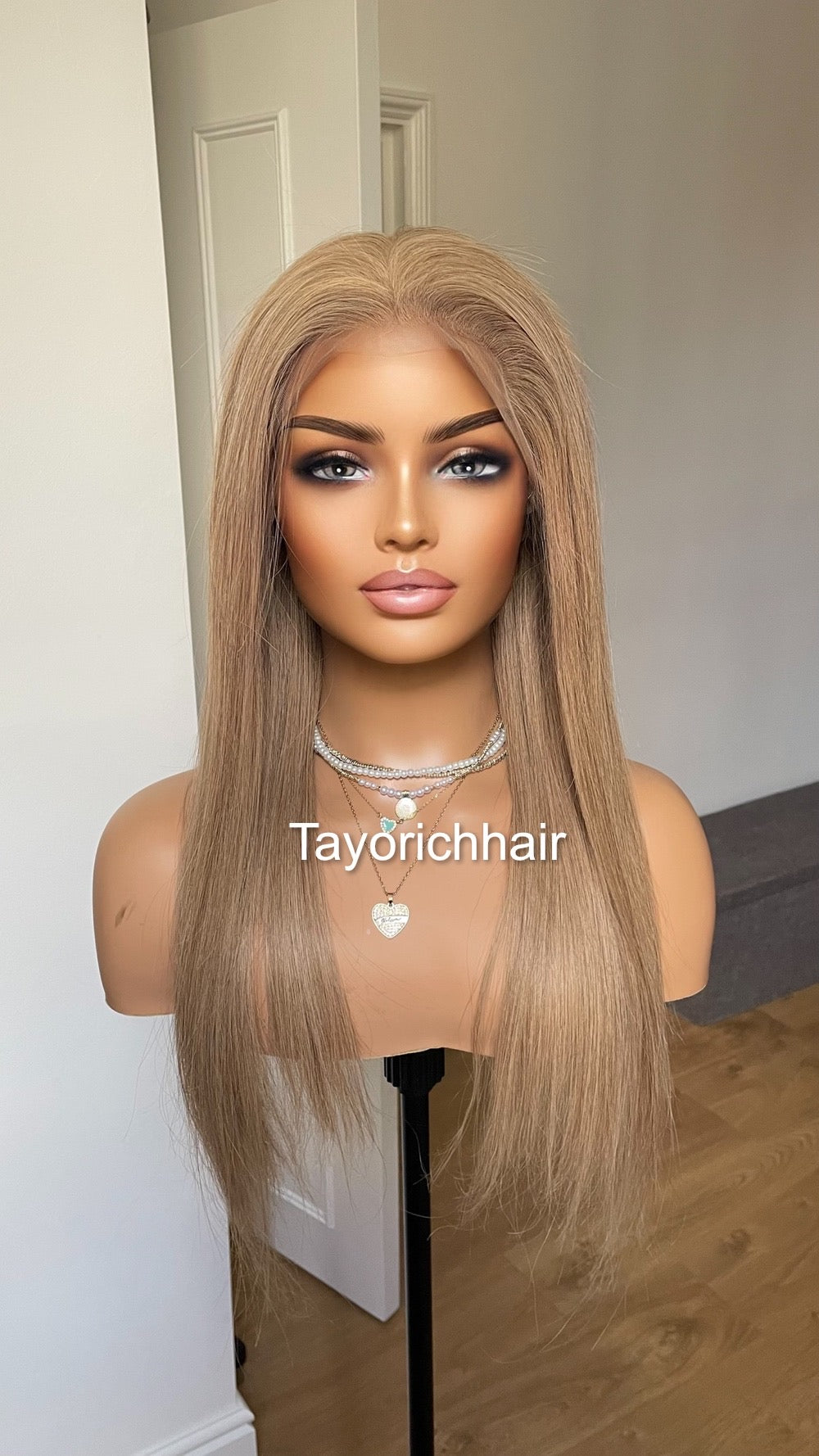 Ash Blonde Human Hair Wig/ Dark Ash Blonde Wig For Alopecia Hairloss/ Real Hair Wig By Tayorichhair/Straight Hair 20 Inches Wig/Gift For Her