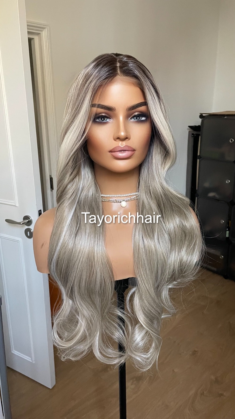 Dark Ash Blonde Synthetic Lace Front Wig With Money Piece/ Realistic Heat Resistant Wig/ Natural Looking Wigs For Women/ Tayorichhair Wigs