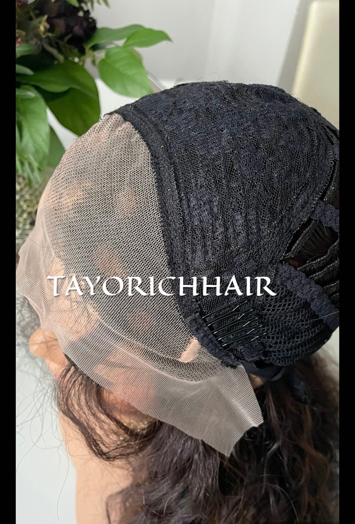 Brunette Dark Brown Curly Synthetic Wig With Highlights