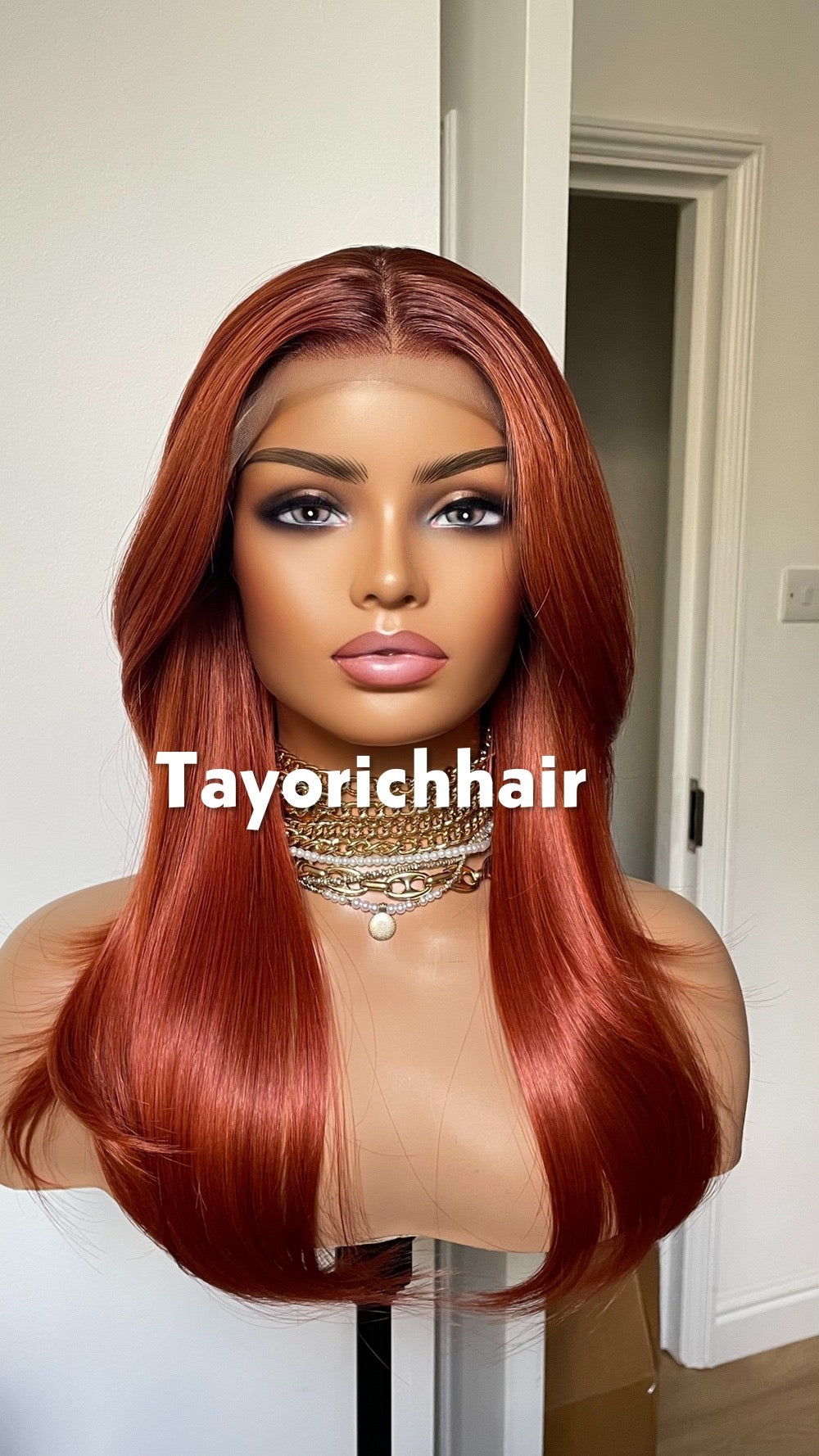 Fiery Copper Red Lace Front Wig: 16 Inch Heat Resistant Hair