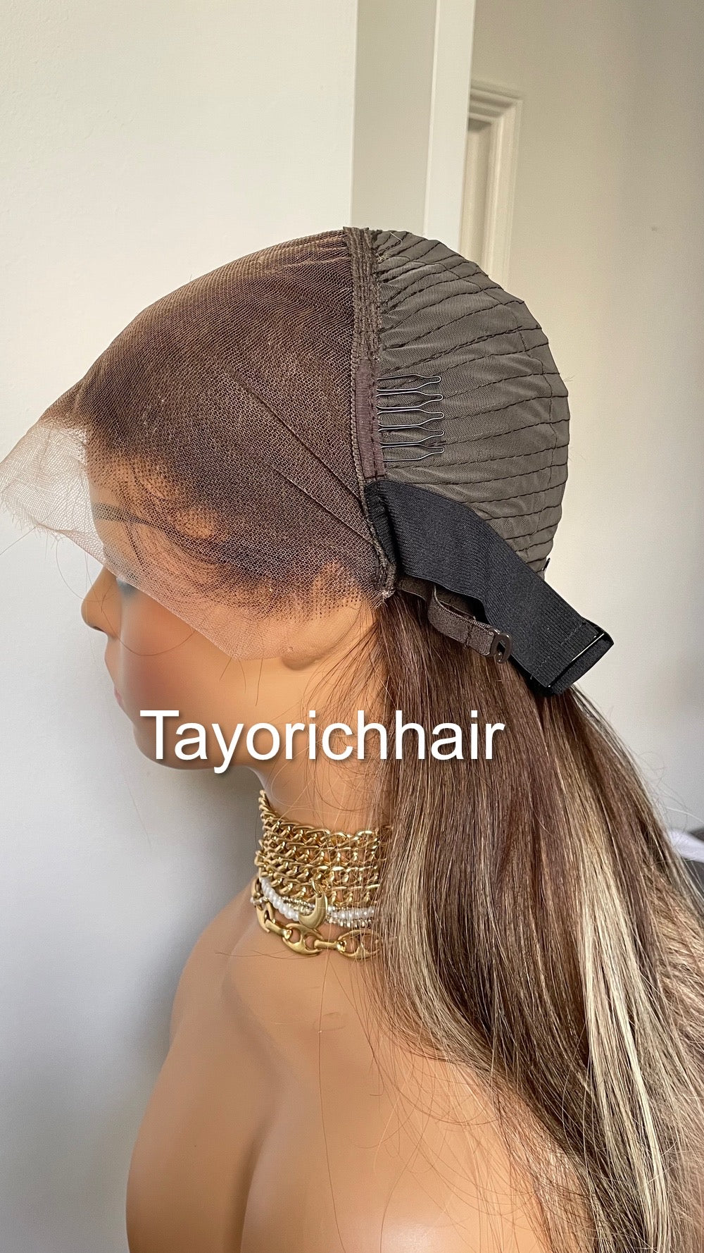 Blonde and Dark Brown Mix Human Hair Wig With Dark Brown Roots-13x6 HD HD Lace Wig With Free Part
