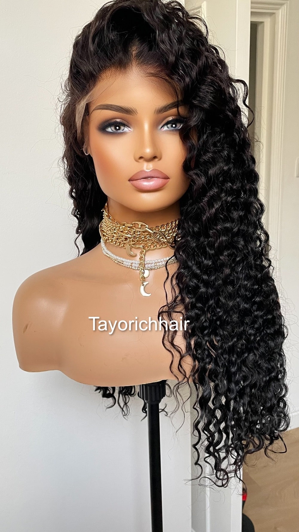 Black Curly Lace Front Human Hair Wig/ Long Curly Long 24 Inches Lace Wig For Daily wear/ Exotic Curls 13x4 HD Lace Wig