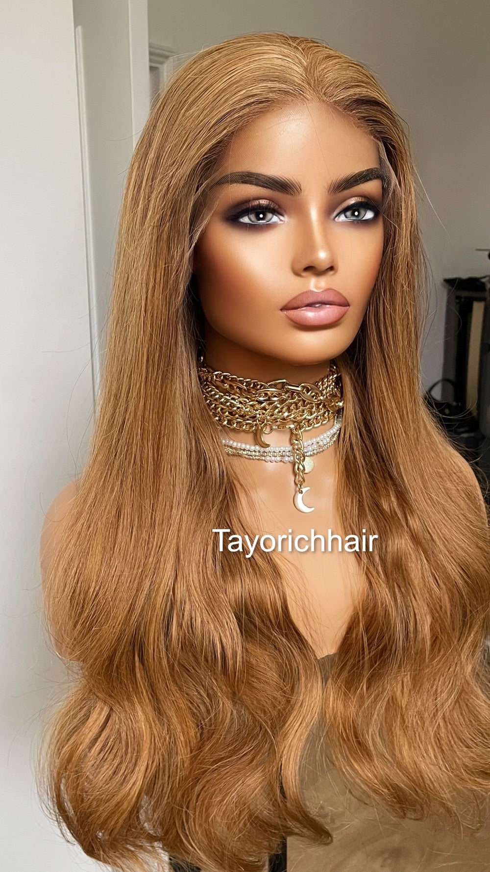 Golden Auburn Human Hair Wig/ Free Part Wig With HD 13x4 Lace/ 180% Density 24 Inches Wavy Real Hair Wig For Women Daily Wear Wigs By Tayorichhair
