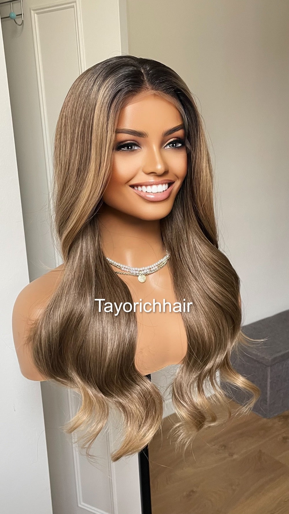 Dark Ash Blonde Luxury Synthetic Lace Wig By Tayorichhair