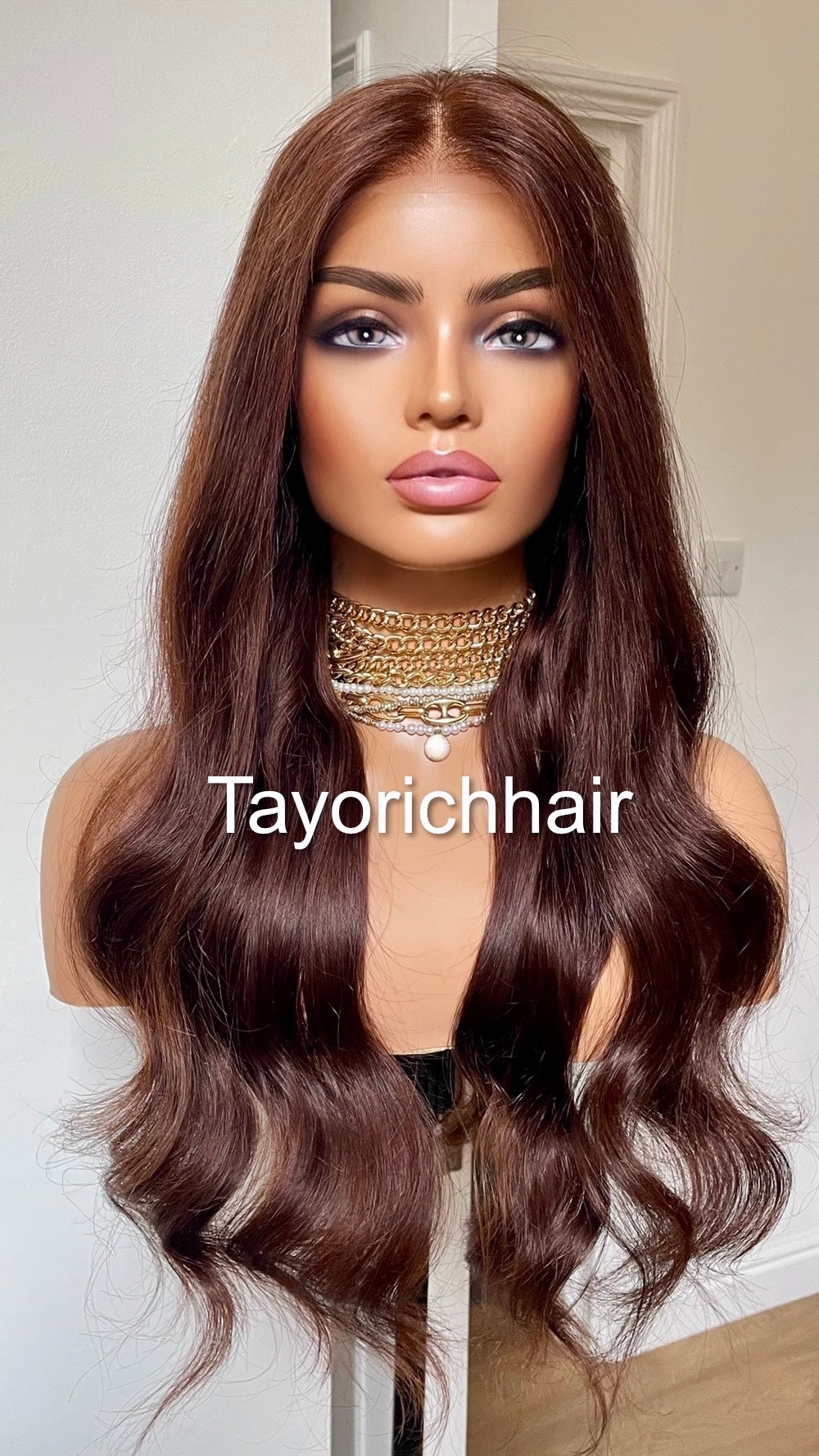 Dark Brown Human Hair Lace Frontal Wig-13x4 HD Lace Wig-Natural Looking Wig For Small Head Sizes-Tayorichhair Wigs