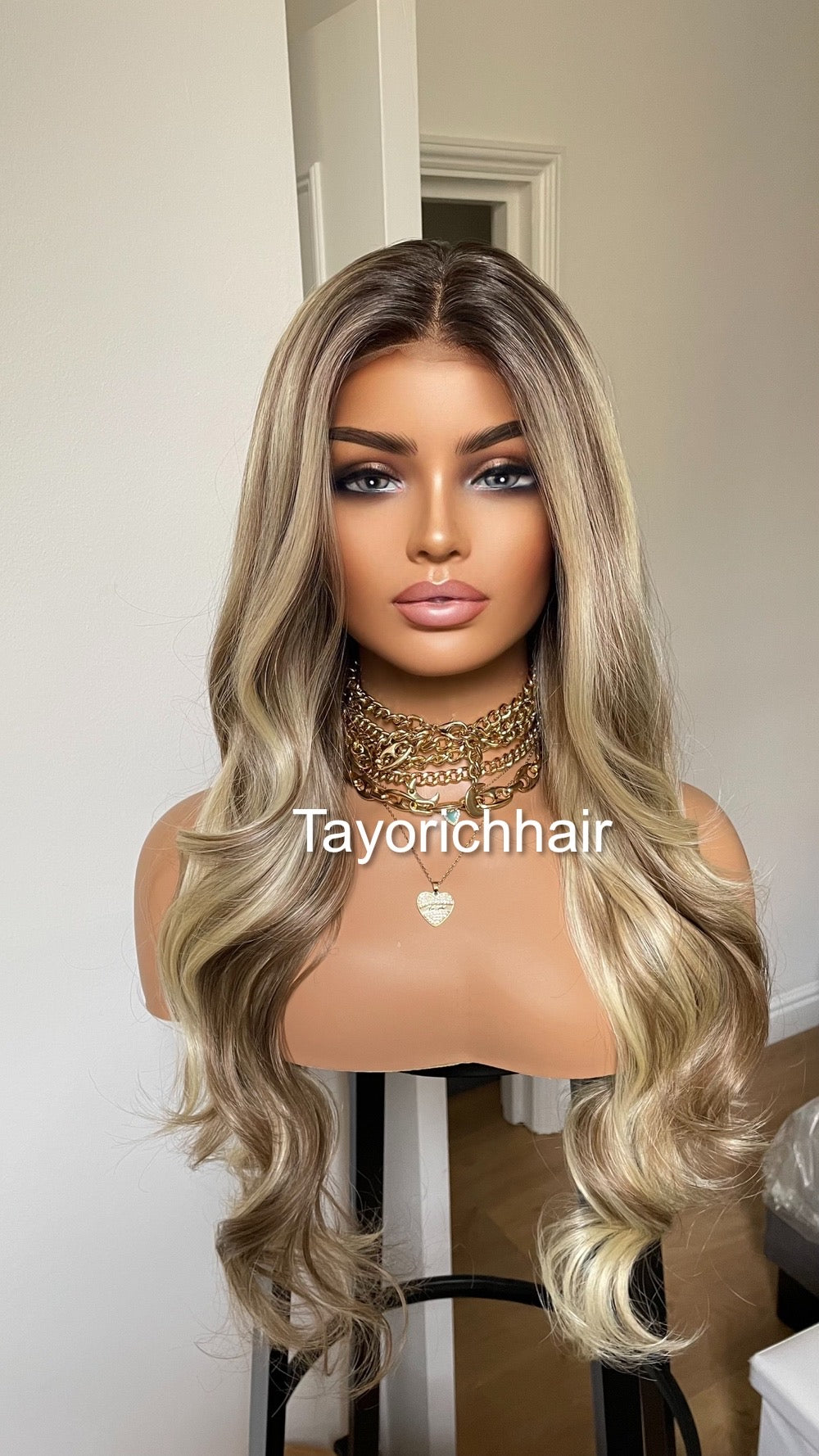 Rooted Mixed Blonde Synthetic Lace Front Wig