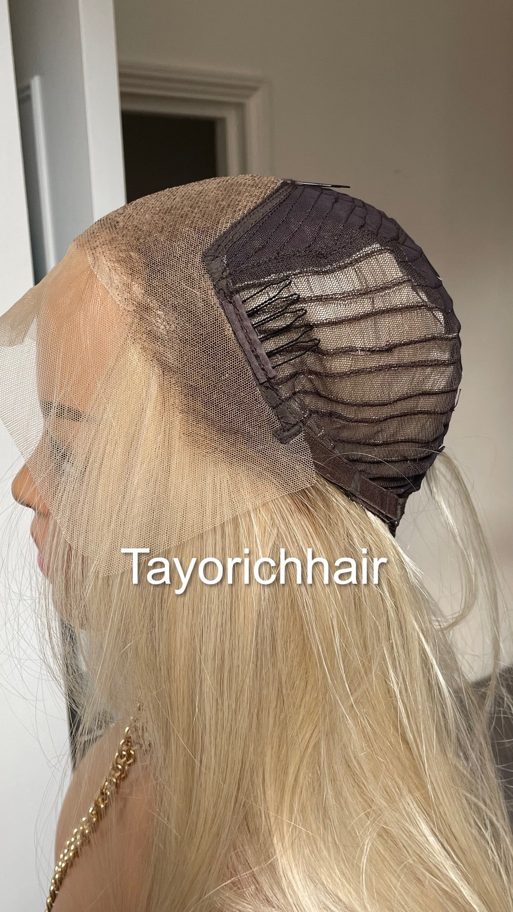 Sunkissed Light Blonde Lace Frontal Wig With Dark Roots/18 Inches Rooted Blonde Wig By Tayorichhair/Straight Blonde Wig With 13 By 4 Lace