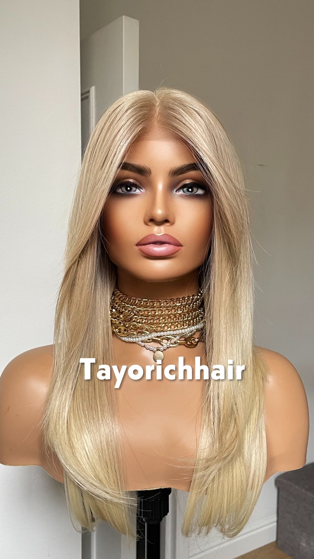 Light Blonde Lace Frontal Wig: Heat-Safe Synthetic Hair, Curtain Bangs