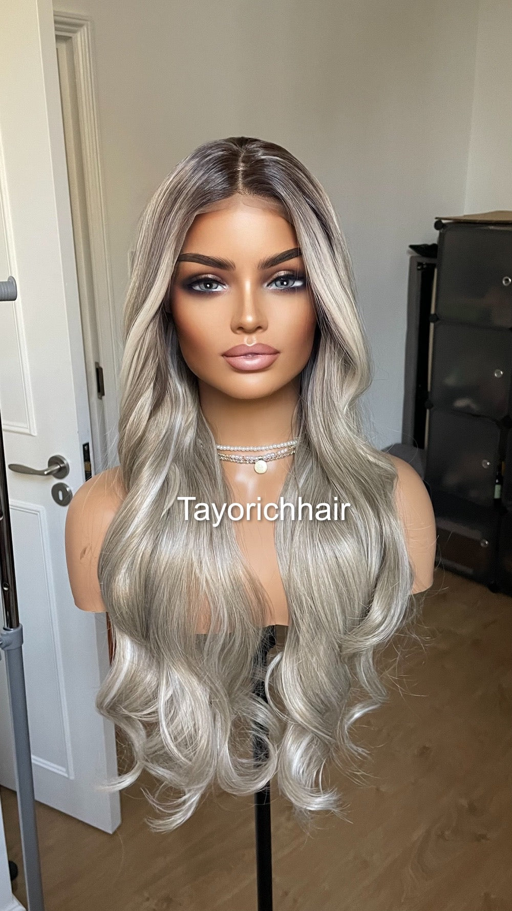 Dark Ash Blonde Synthetic Lace Front Wig With Money Piece/ Realistic Heat Resistant Wig/ Natural Looking Wigs For Women/ Tayorichhair Wigs