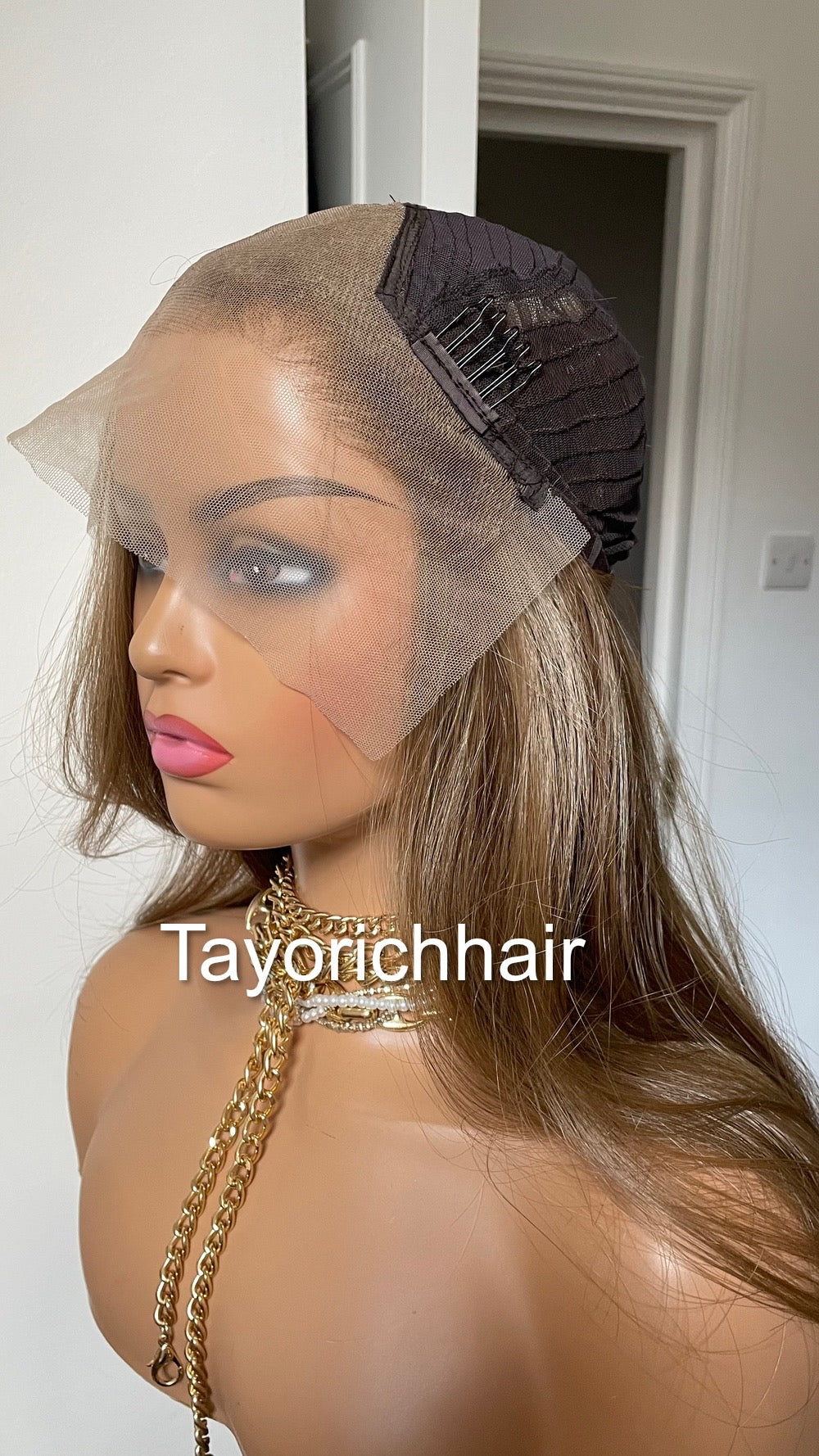 Mixed Brown Wig/Ash Brown Lace Frontal Wig/Heat Friendly Synthetic Wig For Brunettes/16 Inches Brown Realistic Wig By Tayorichhair Wigs