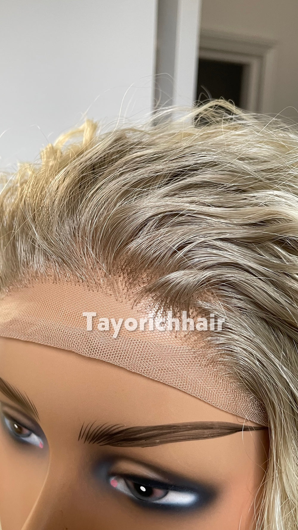 Bleach Blonde Curly Wig with Dark Roots | 20” Lightweight