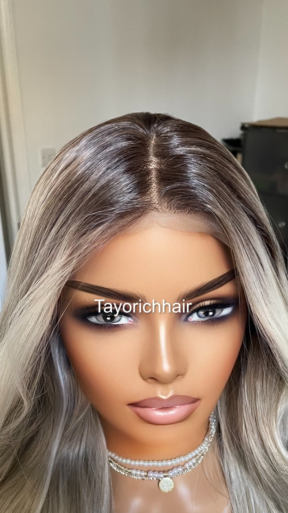 Dark Ash Blonde Synthetic Lace Front Wig With Money Piece/ Realistic Heat Resistant Wig/ Natural Looking Wigs For Women/ Tayorichhair Wigs