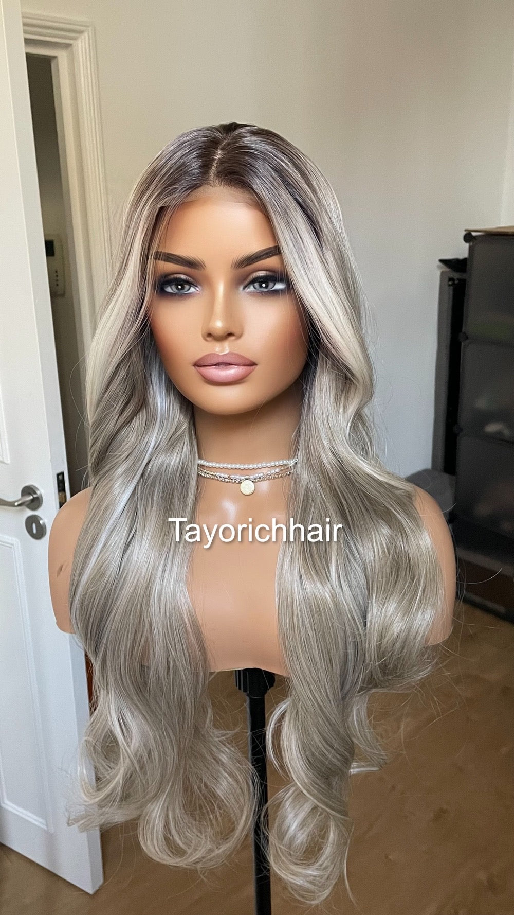 Dark Ash Blonde Synthetic Lace Front Wig With Money Piece/ Realistic Heat Resistant Wig/ Natural Looking Wigs For Women/ Tayorichhair Wigs