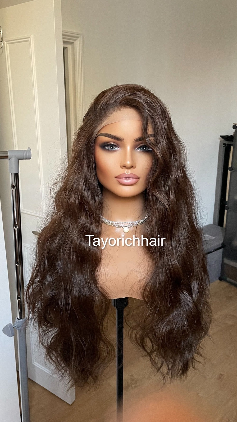 Dark Brunette Brown Lace Front Wavy Wigs For Women Natural Looking 13x3 Lace Front Wig With A Realistic Hair Line Heat Friendly Synthetic