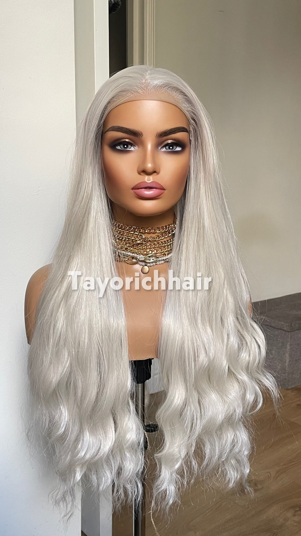 Platinum Blonde Lace Front Wig: 26 Inch Wavy Hair 13 by 6 Lace