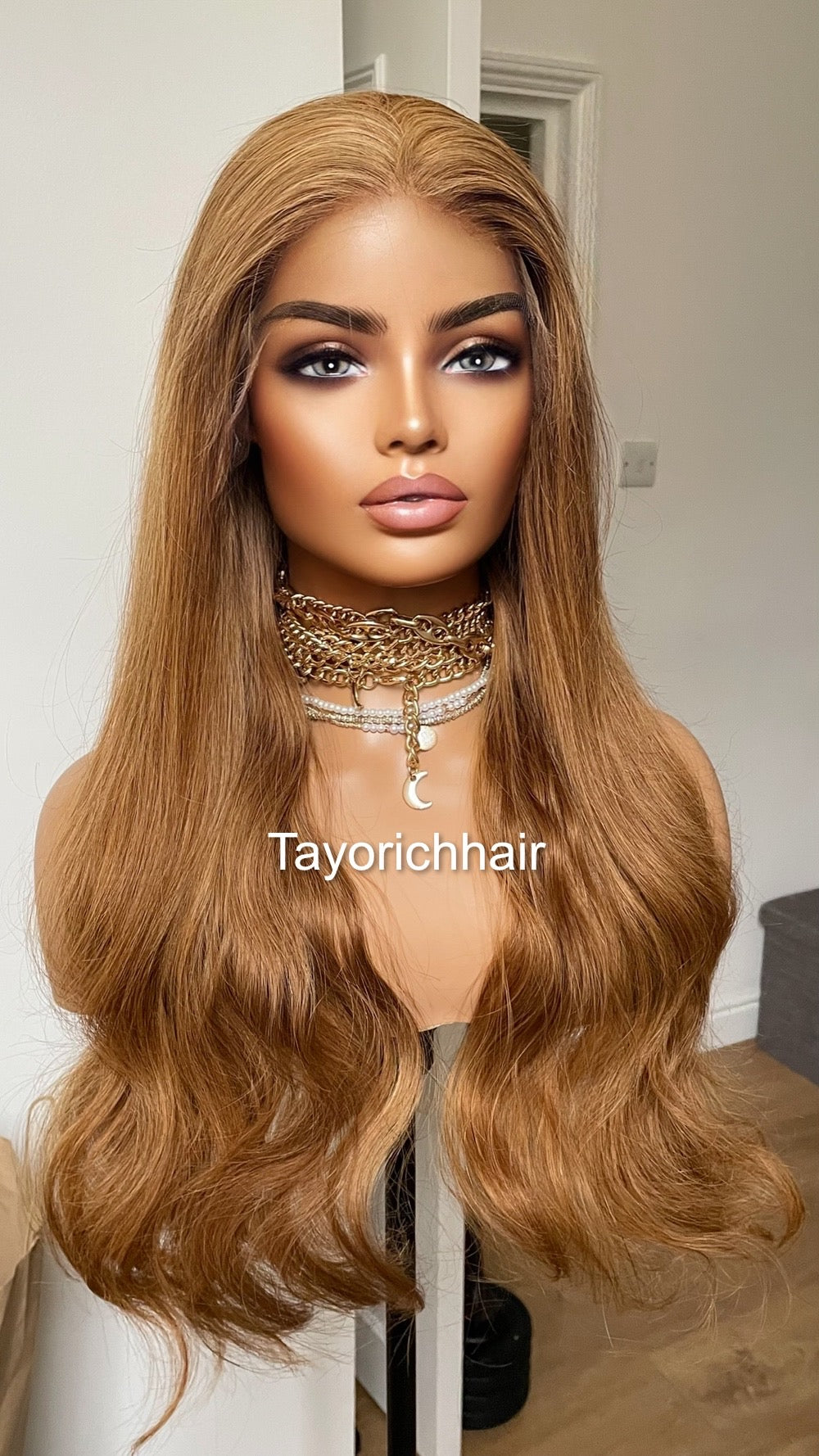 Golden Auburn Human Hair Wig/ Free Part Wig With HD 13x4 Lace/ 180% Density 24 Inches Wavy Real Hair Wig For Women Daily Wear Wigs By Tayorichhair