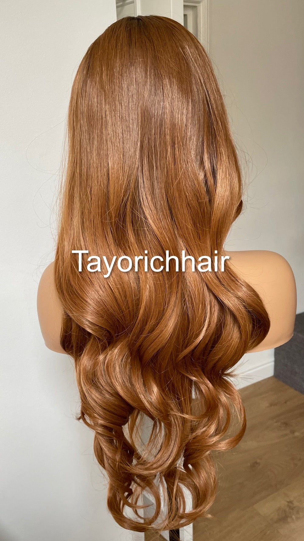 Ginger Red Hair Lace Frontal Wig With Dark Brown Roots/Heat Friendly Synthetic Wig By Tayorichhair