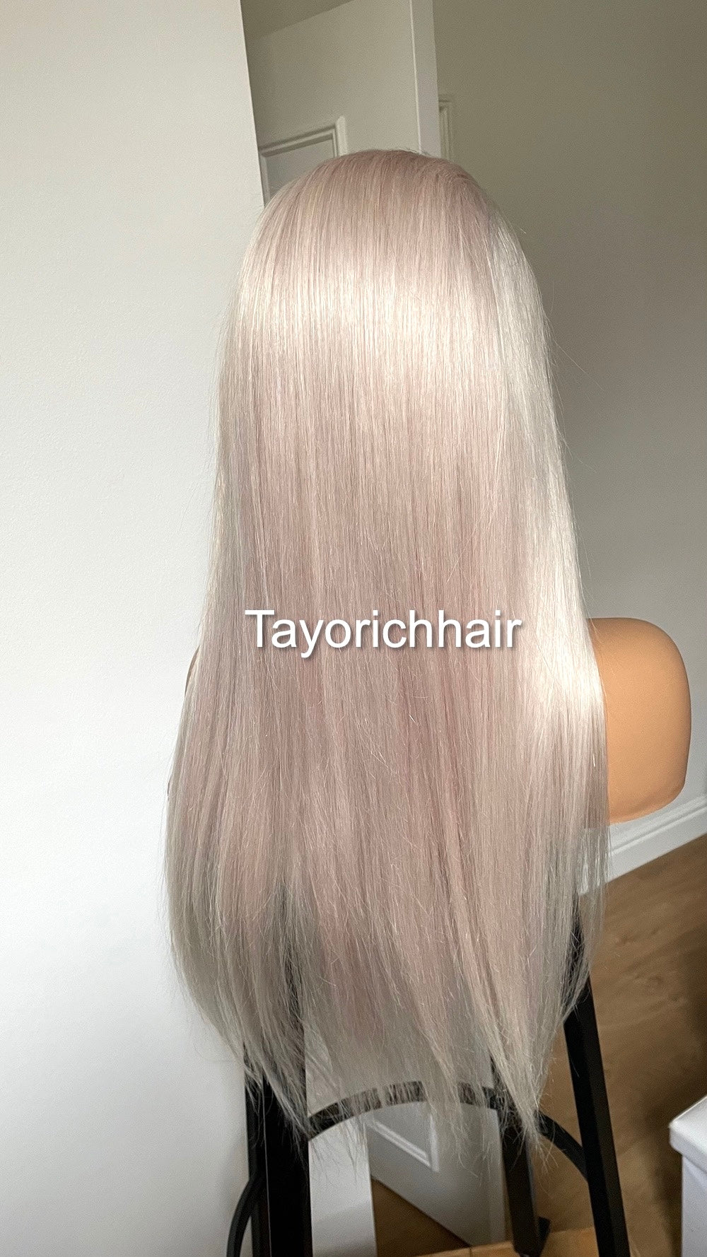 Platinum Blonde Straight Human Hair Wig In 20 Inchesâ˘HD Lace Front Wig With Free Partâ˘Soft Hair Wig For Women Hairloss Alopeciaâ˘180% Density