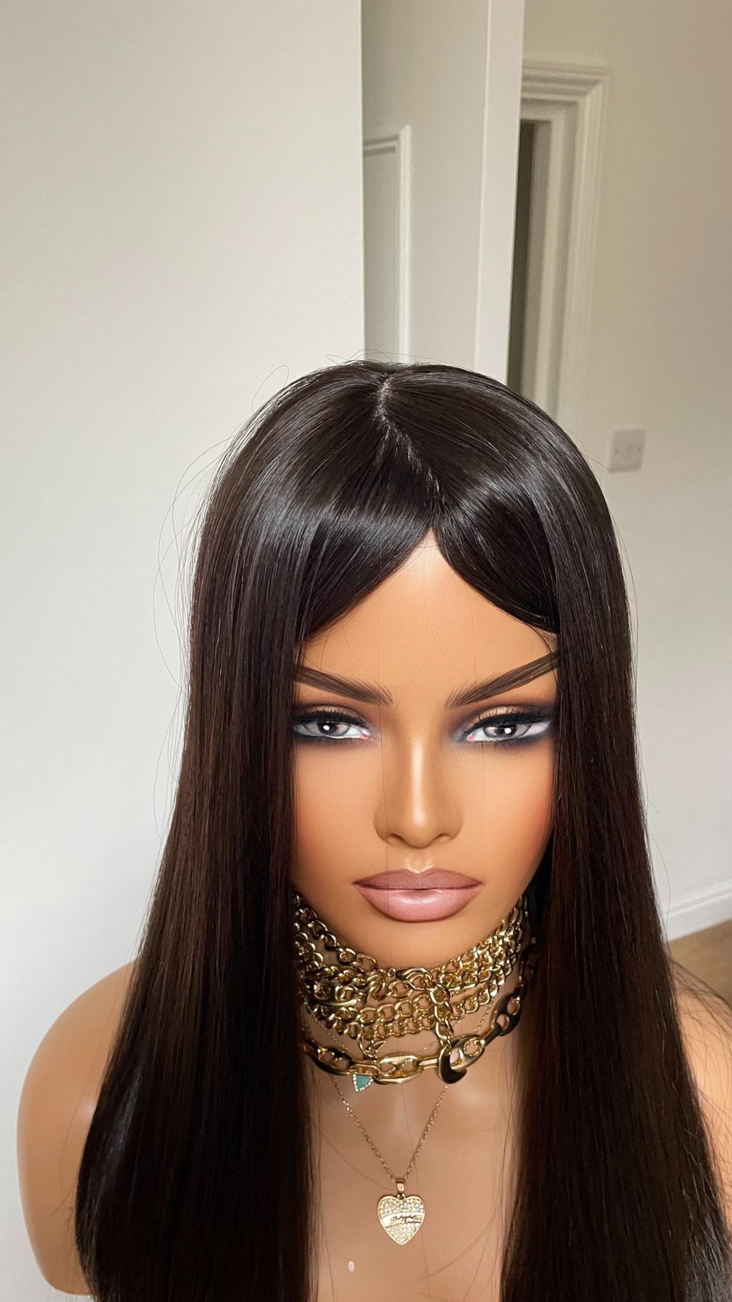 Black Silk Top Human Hair Wig/ Kosher Wig•Cuticles Aligned Silky Straight Hair Wig For Women