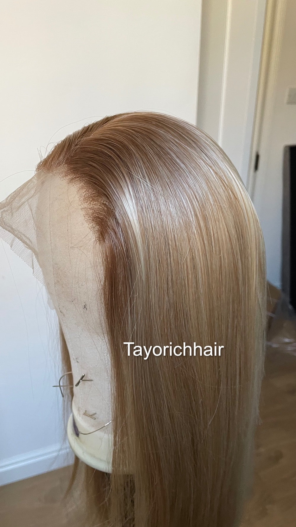 13x6 Mixed Honey Blonde Straight Hair Synthetic Lace Front Wig For Women