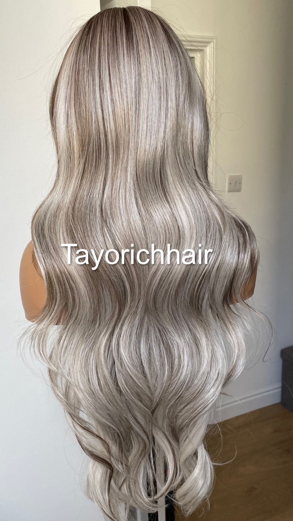 Blonde And Brown Mix Lace Wig/Heat Friendly Synthetic Wigs For Women/Platinum Blonde And Dark Brown Wavy Long Hair Wig By Tayorichhair