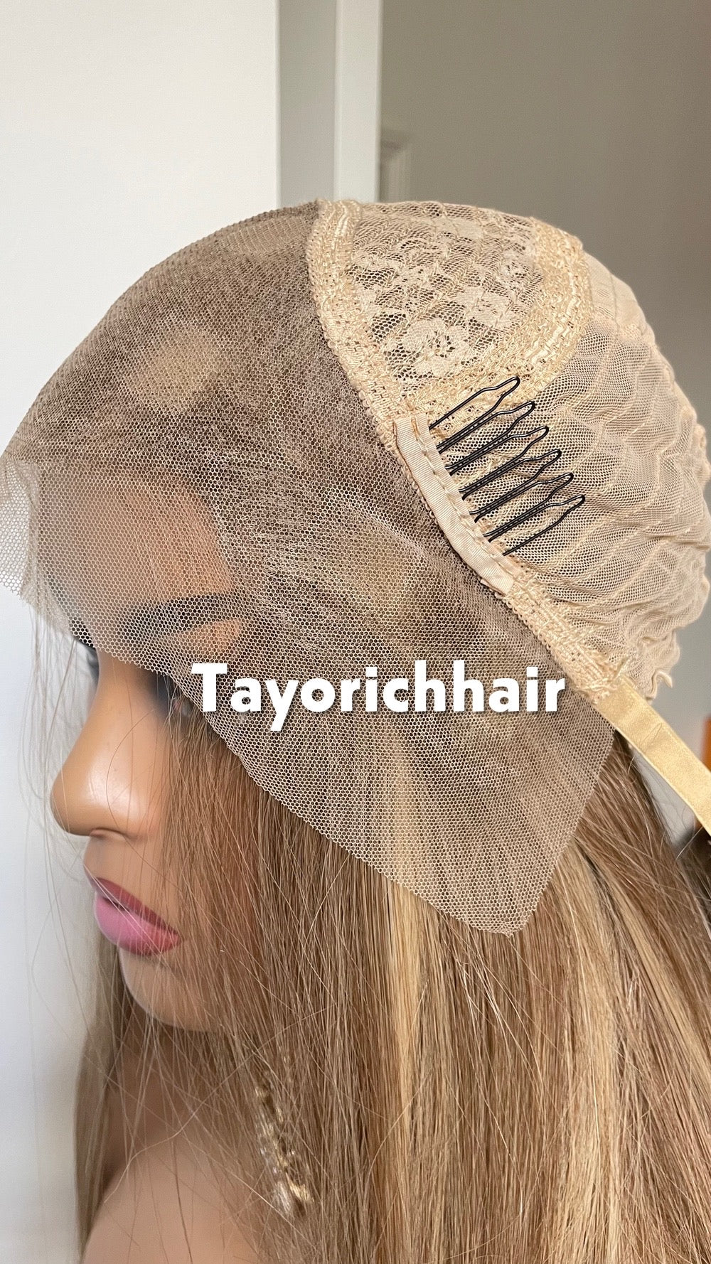 Long Elegant Mixed Dark And Natural Ash Blonde Hair Wig|Straight Blonde Heat Friendly Wig|Free Part Handtied Lace Front Wig|Natural Wigs