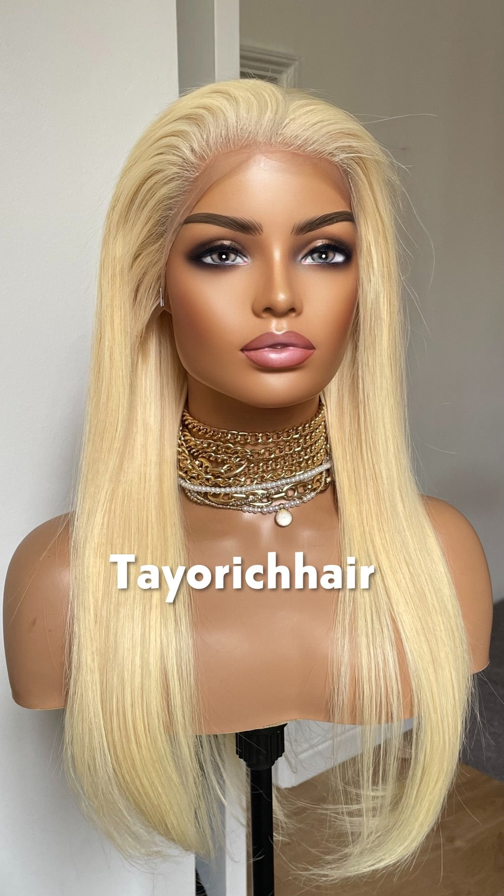 Bleach Blonde Straight Human Hair Wig In 18 Inches- 13 By 4 HD Lace With Free Part- 150% Low Density Wig-Small Cap Size Lace Wig For Women