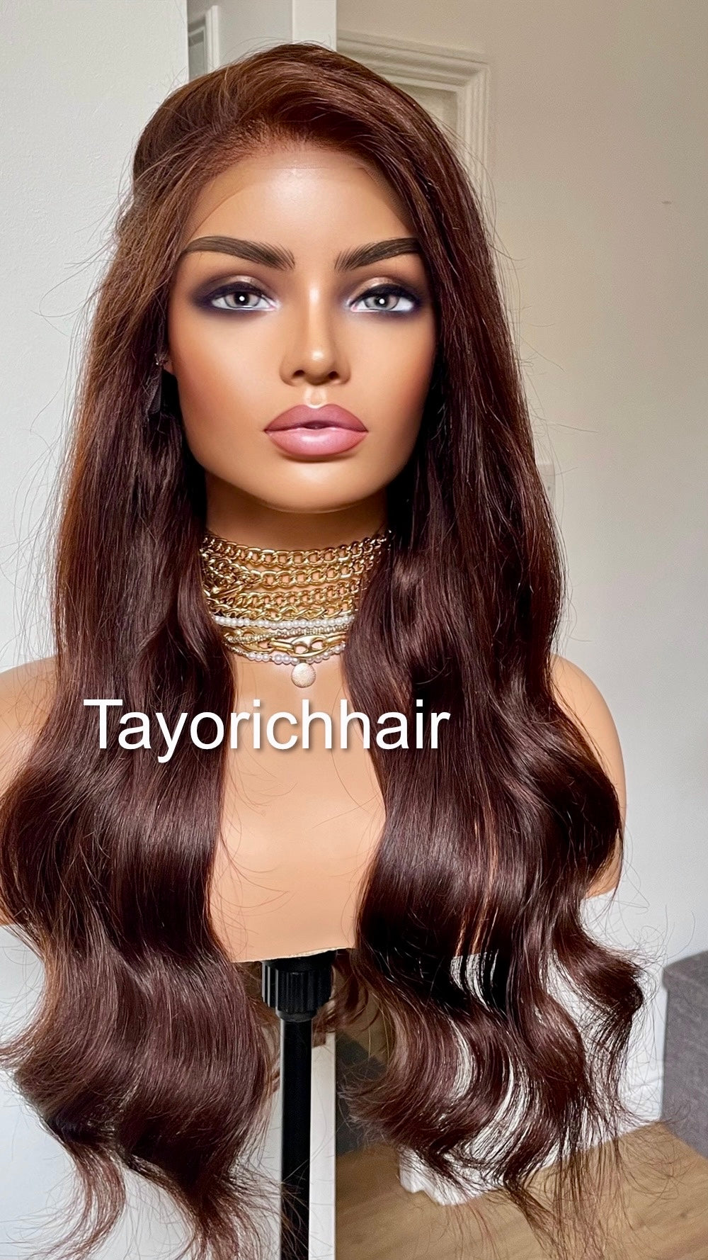 Dark Brown Human Hair Lace Frontal Wig-13x4 HD Lace Wig-Natural Looking Wig For Small Head Sizes-Tayorichhair Wigs