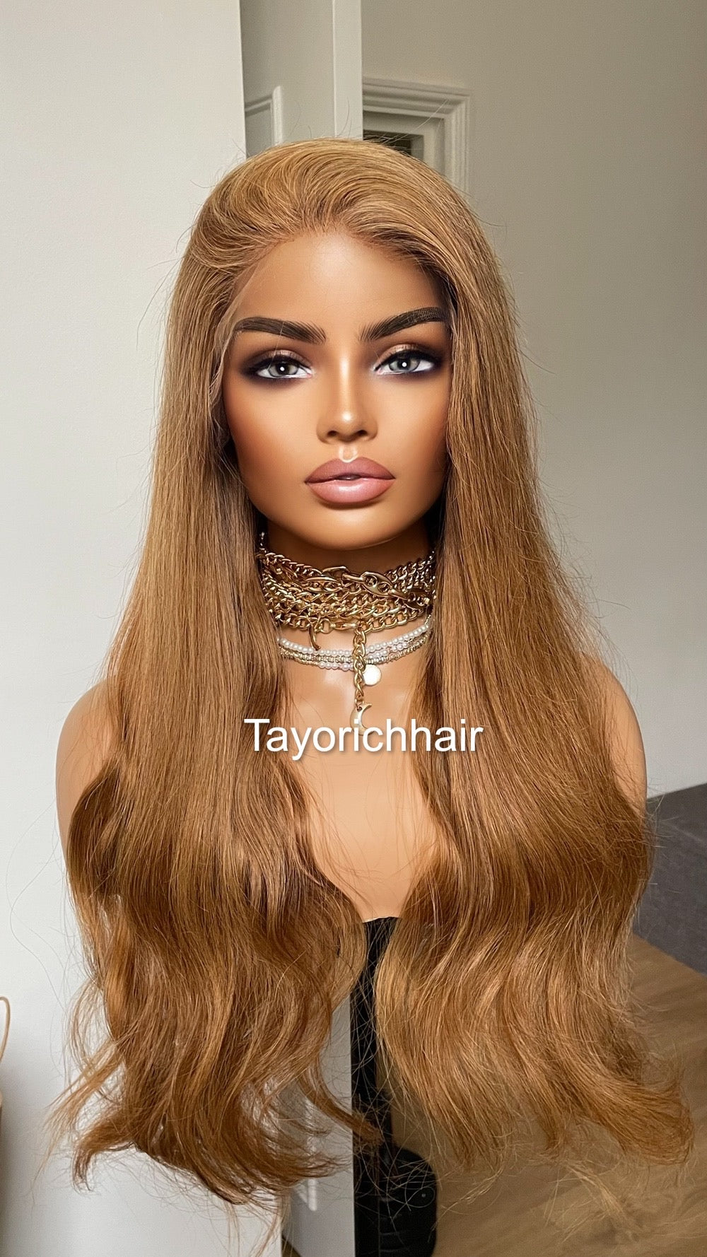 Golden Auburn Human Hair Wig/ Free Part Wig With HD 13x4 Lace/ 180% Density 24 Inches Wavy Real Hair Wig For Women Daily Wear Wigs By Tayorichhair