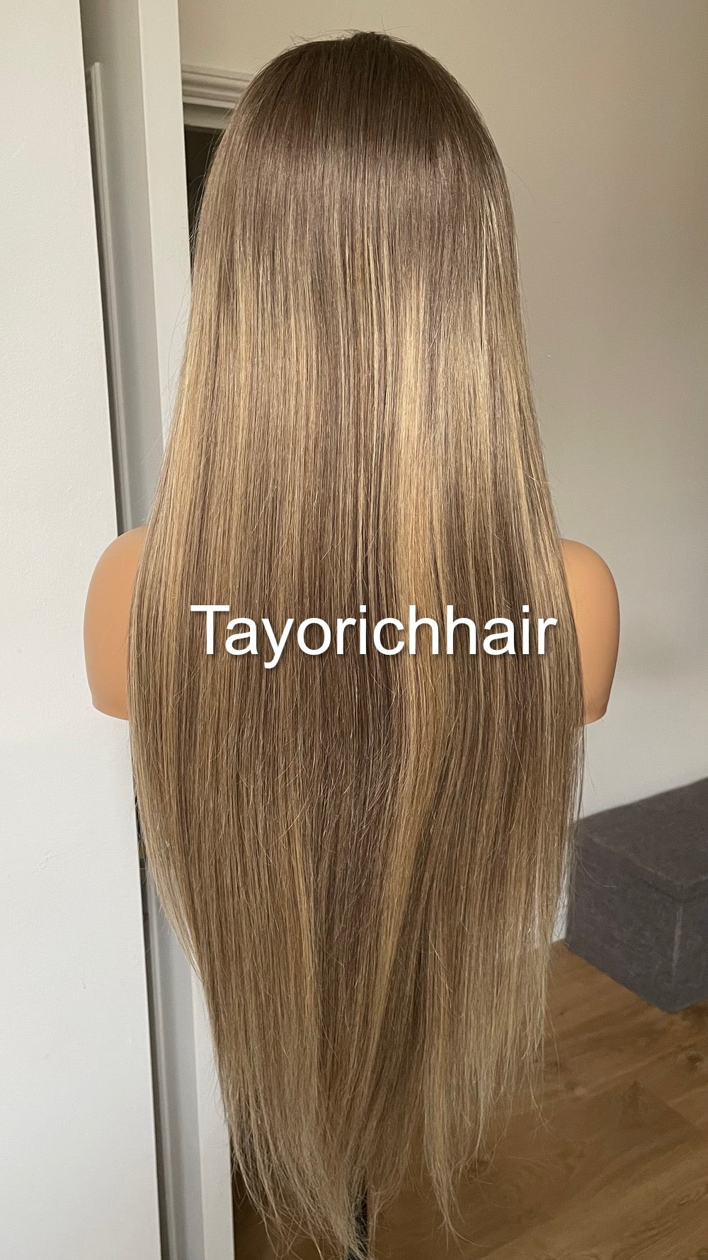 Dark Ash Blonde Human Hair Wig With Light Blonde Highlights/13 By 6 HD Lace Frontal Straight Human Hair Wig For Women By Tayorichhair