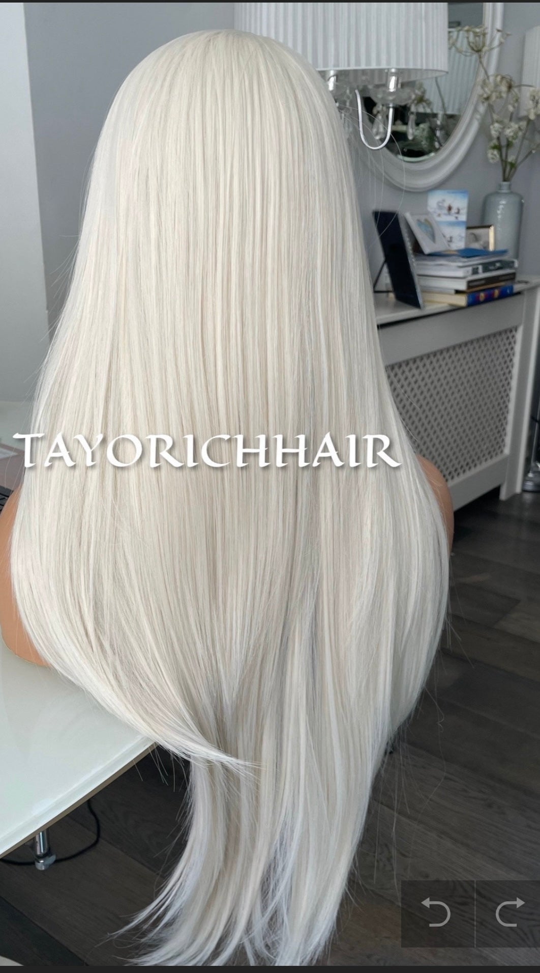White Ice Blonde Lace Wig/Premium Heat Resistant Synthetic Wig/Middle Part Scandinavian Blonde Off White Natural Straight 24 Inches/Posh Wig