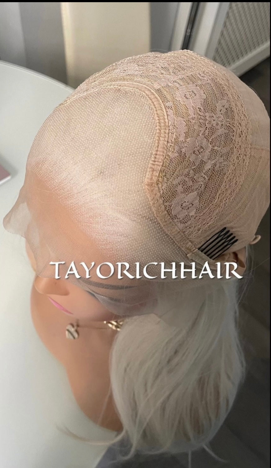 White Ice Blonde Lace Wig/Premium Heat Resistant Synthetic Wig/Middle Part Scandinavian Blonde Off White Natural Straight 24 Inches/Posh Wig