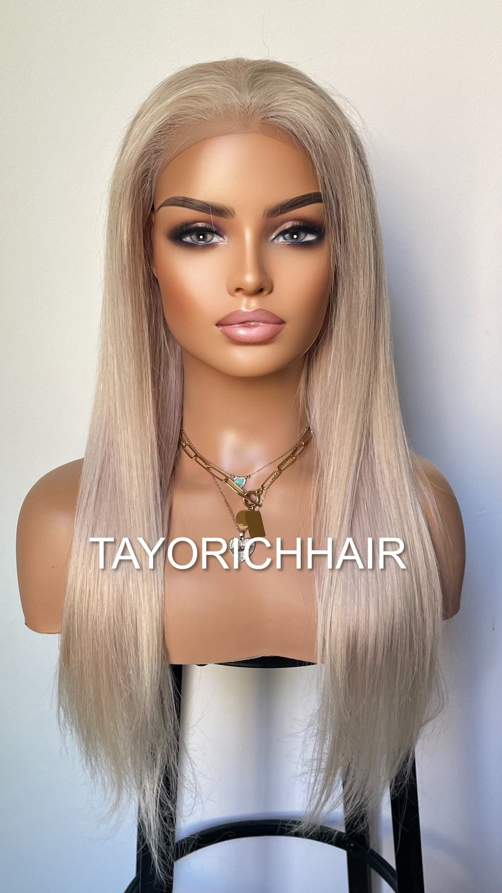 Platinum Blonde Straight Human Hair Wig In 20 Inchesâ˘HD Lace Front Wig With Free Partâ˘Soft Hair Wig For Women Hairloss Alopeciaâ˘180% Density