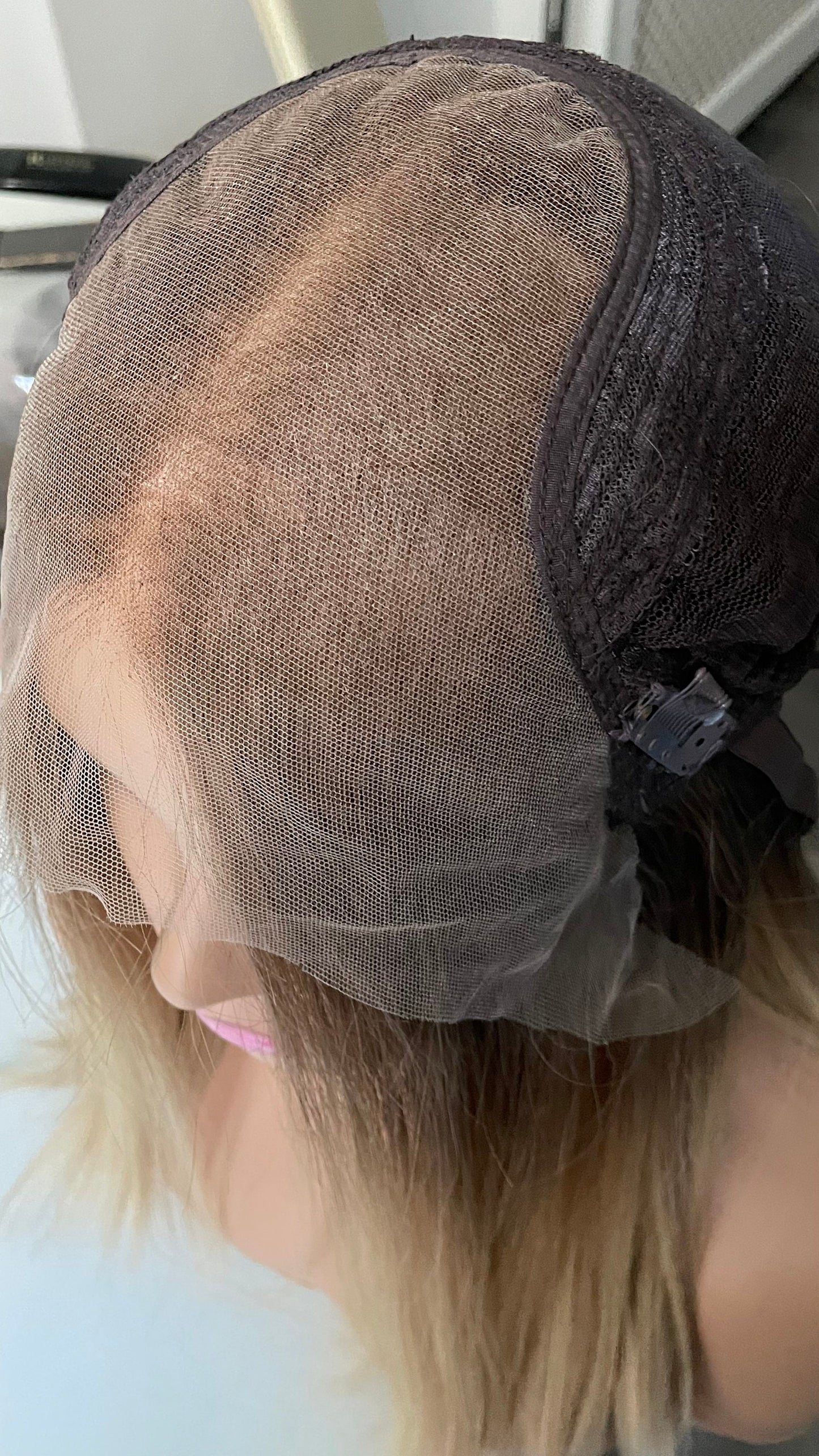 Ombre Warm Blonde Lace Top Human Hair Wig•Europe Hair Wig•16 InchesLuxury Real Hair Wig•Cuticles Aligned Hair With Tiny Knots Straight Hair